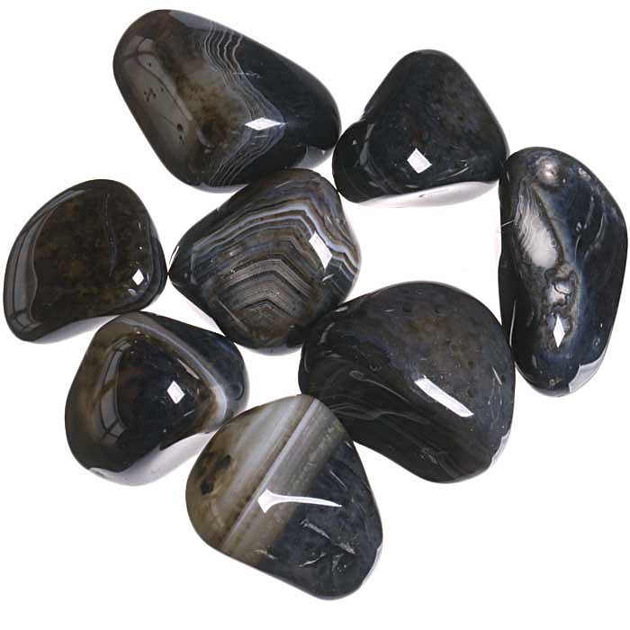 Achát barvený tromlovaný M, 8 ks