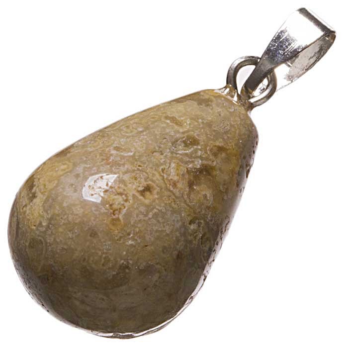 Achát krajkový, přívěsek 18 mm s očkem