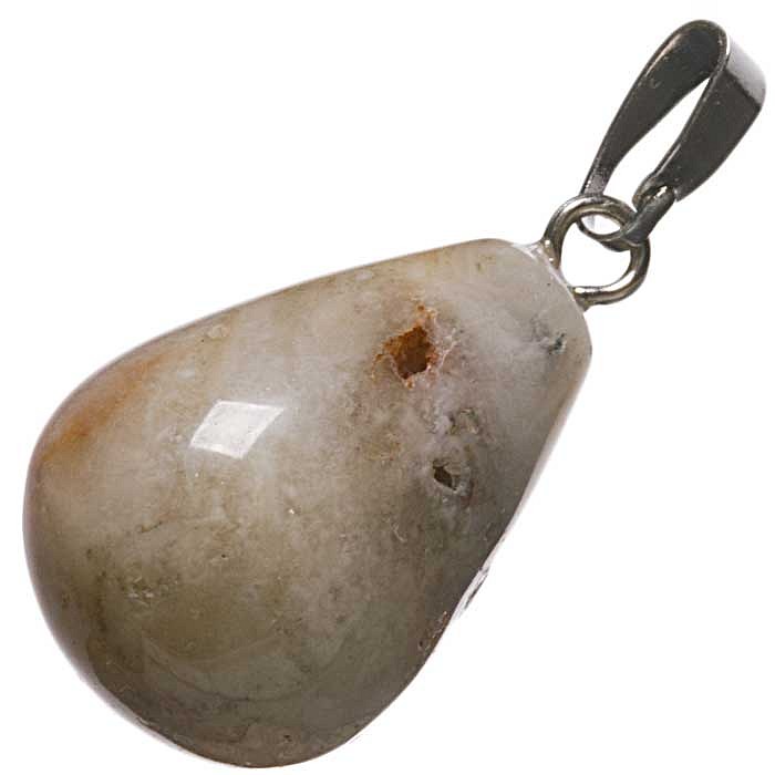 Achát krajkový, přívěsek 18 mm s očkem