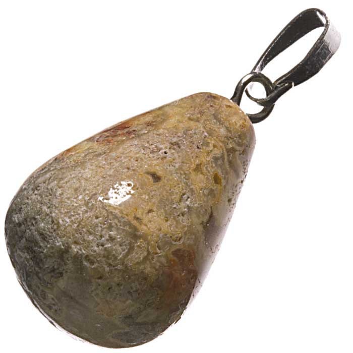 Achát krajkový, přívěsek 18 mm s očkem