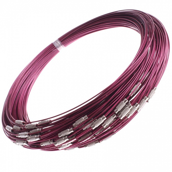 Bižuterní lanko se šroubovacím zapínáním fuchsiové , 45mm