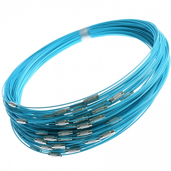 Bižuterní lanko se šroubovacím zapínáním azurové , 45mm