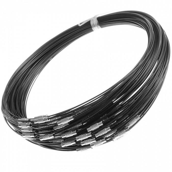 Bižuterní lanko se šroubovacím zapínáním černé, 45mm