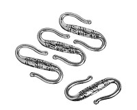 Háčkové zapínání starostříbrné, 23x12 mm (4 ks)