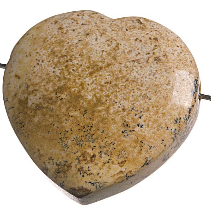 Jaspis obrázkový, vrtané srdce 30 mm