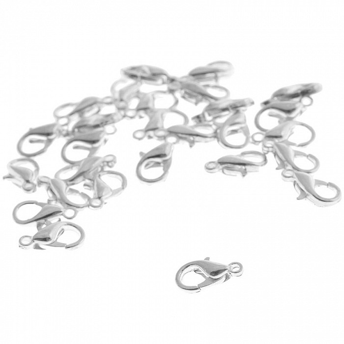 Karabinka stříbrná, 10 mm (20 ks)