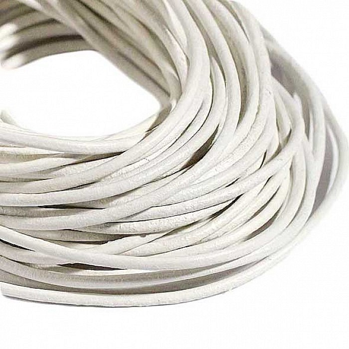 Kožený kord bílý, 1,5 mm (1 m)