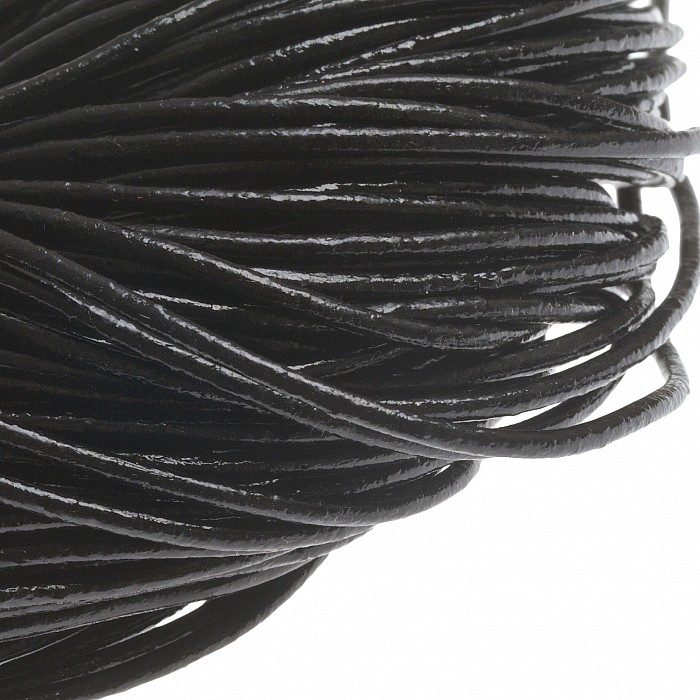 Kožený kord černý, 2 mm (1 m)