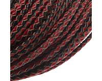 Kožený řemínek splétaný červenočerný, 3 mm (1 m)