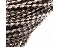 Kožený řemínek splétaný černobílý, 3 mm (1 m)