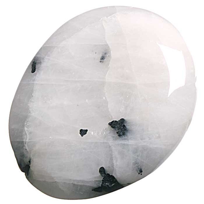 Křišťál s turmalínem, tromlovaná placička 38 mm