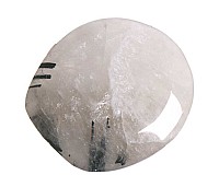 Křišťál s turmalínem, tromlovaná placička 41 mm