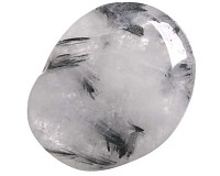 Křišťál s turmalínem, tromlovaná placička 42 mm