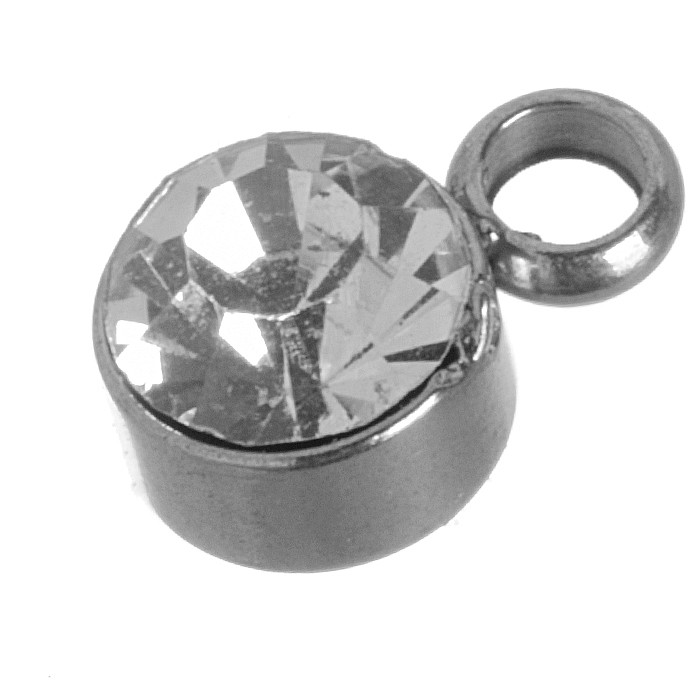 Ocelový přívěsek s krystalem, 5x8 mm