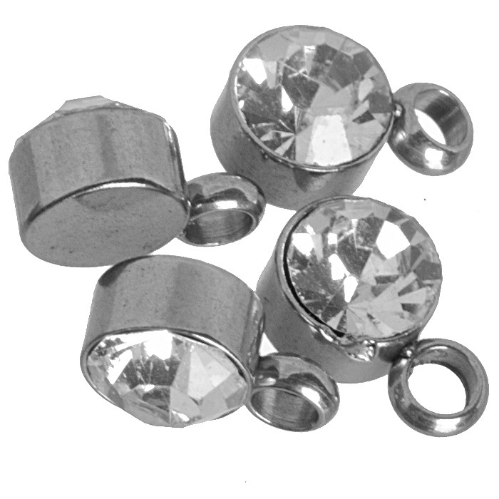 Ocelový přívěsek s krystalem, 5x8 mm