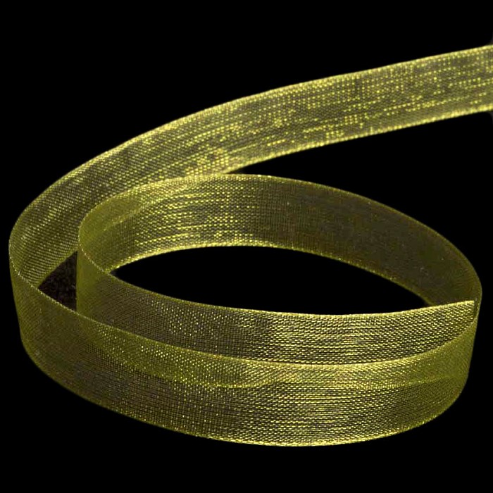 Organzová stuha hráškově zelená, 10 mm, 5 m