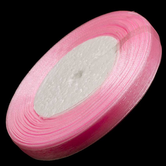 Organzová stuha růžová, 10 mm, 45 m