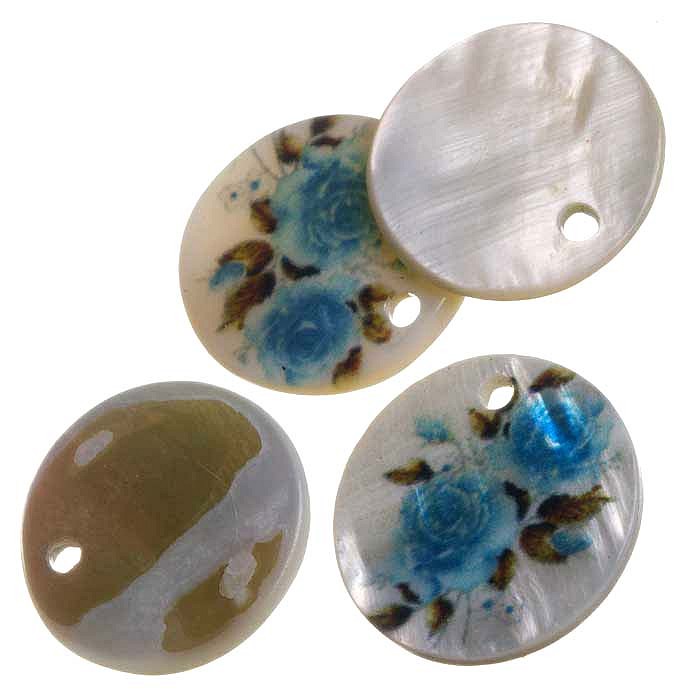 Perleťový přívěsek s potiskem, 20 mm (2 ks)