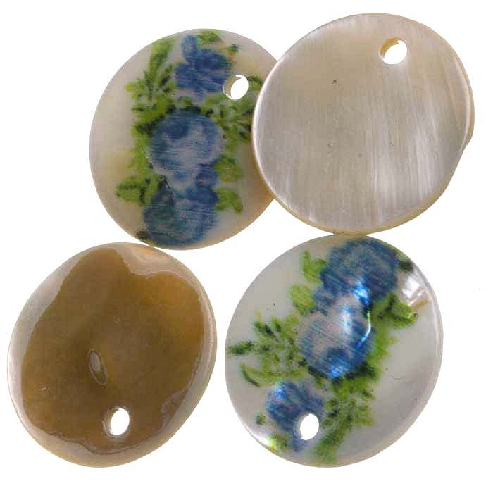 Perleťový přívěsek s potiskem, 20 mm (2 ks)