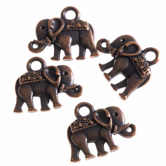 Přívěsek měděný slon, 14x12 mm (4 ks)