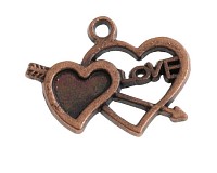 Přívěsek měděný - srdce, 20x18 mm (4 ks)