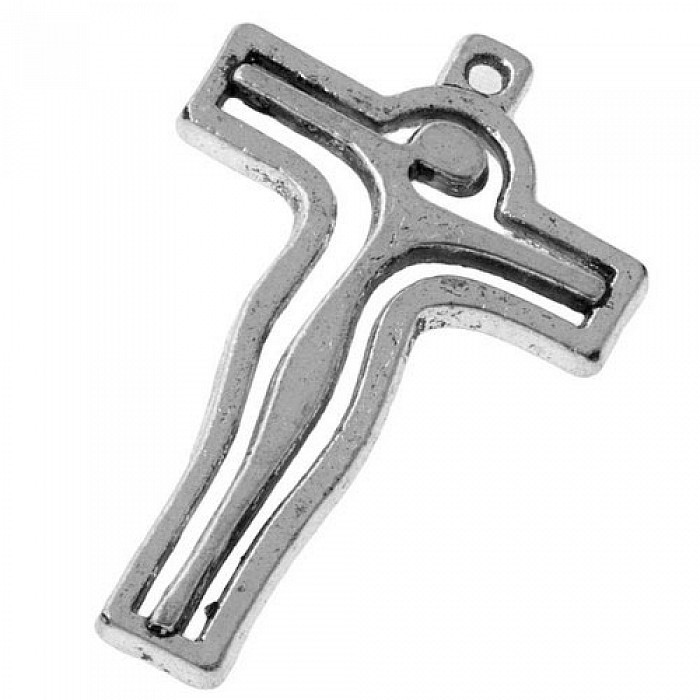 Přívěsek platinový kříž, 39x25 mm (2 ks)