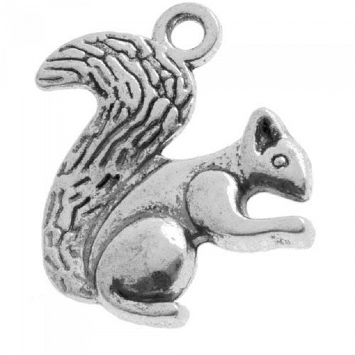 Přívěsek platinový - veverka, 21x21 mm (4 ks)