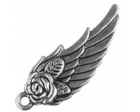 Přívěsek starostříbrný - křídlo, 31x11 mm (4 ks)
