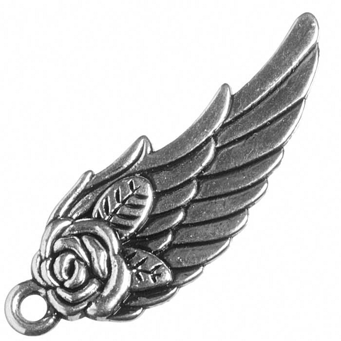 Přívěsek starostříbrný - křídlo, 31x11 mm (4 ks)