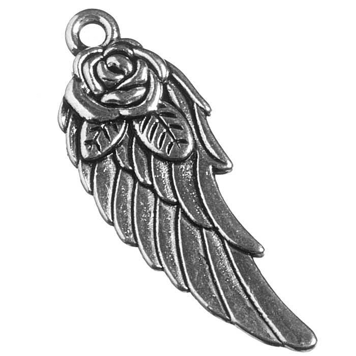 Přívěsek starostříbrný - křídlo, 31x11 mm (4 ks)