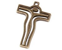 Přívěsek starozlatý kříž, 39x25 mm (2 ks)