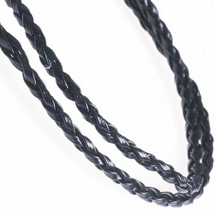 Řemínek pletený černý z umělé kůže, 3mm, (1m)
