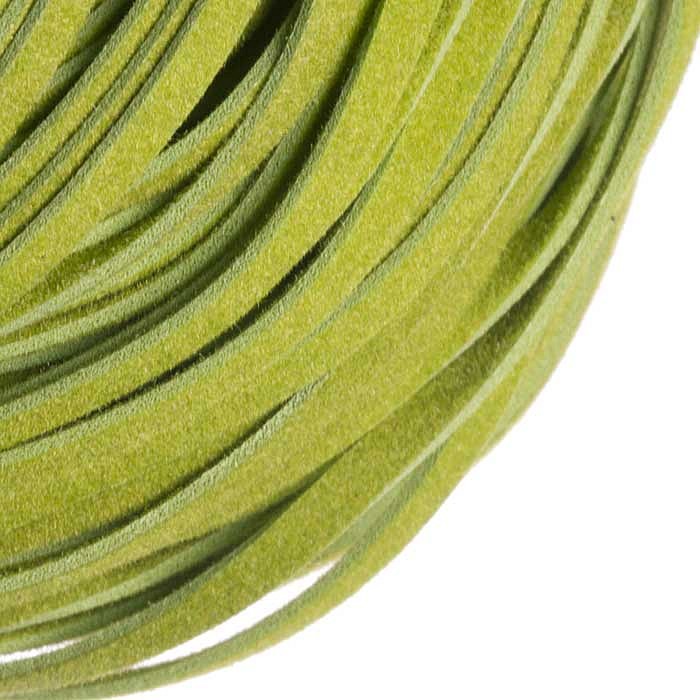 Řemínek zelený plochý z umělé kůže, 3x1 mm (1 m)
