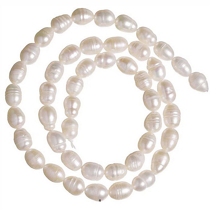 Říční perličky bílé, 6x7-9 mm (4ks)