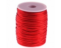 Saténová šňůrka červená, 2 mm, cívka (72 m)