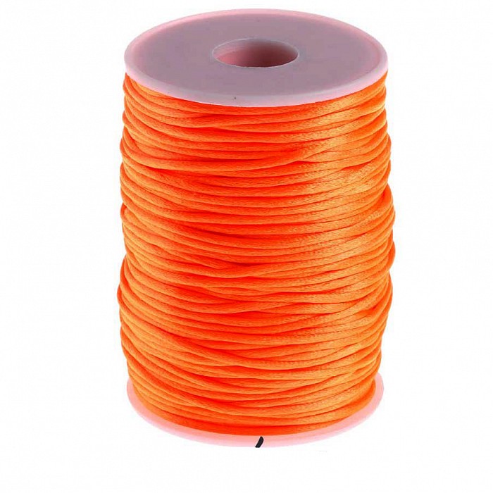 Saténová šňůrka oranžová, 2 mm, cívka (90m)