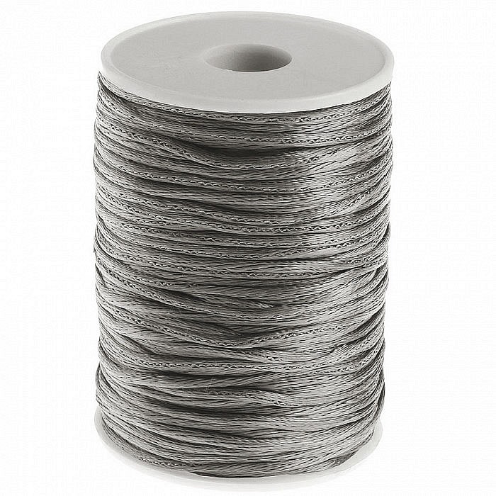 Saténová šňůrka šedá, 2 mm, cívka (90m)