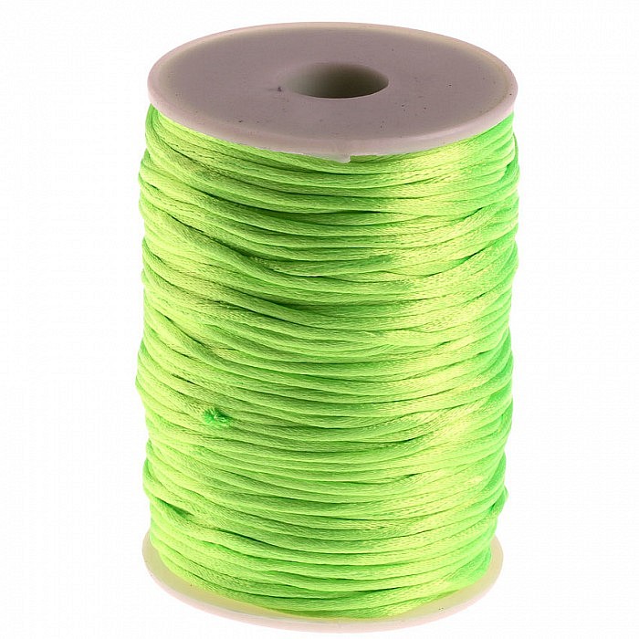 Saténová šňůrka zelenožlutá, 2 mm, cívka (80m)