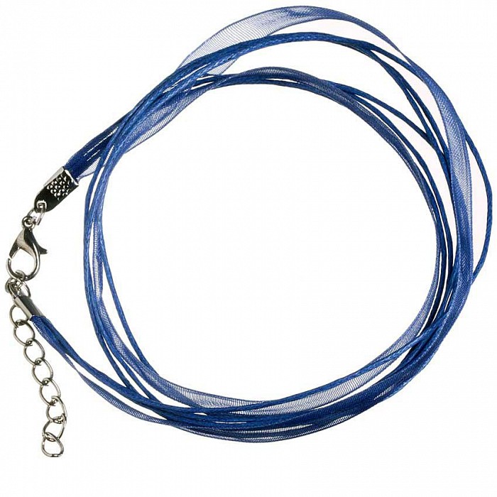 Šifonová šňůrka se zapínáním, modrá 7 mm