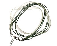 Šifonová šňůrka se zapínáním, khaki, 7 mm