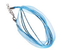 Šifonová šňůrka se zapínáním, tyrkysová, 7 mm