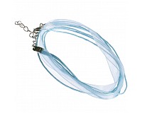 Šifonová šňůrka se zapínáním, modrá světlá, 7 mm