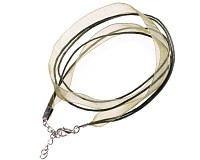 Šifonová šňůrka se zapínáním, olivová (10 mm)