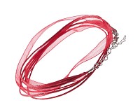 Šifonová šňůrka se zapínáním, červená, 7 mm