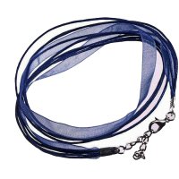 Šifonová šňůrka se zapínáním, kouřově modrá, 7 mm.