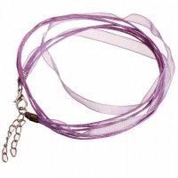 Šifonová šňůrka se zapínáním, fialová světlá, 7 mm