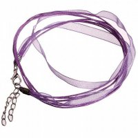 Šifonová šňůrka se zapínáním, fialová, 7 mm