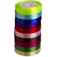 Saténová stuha 16 mm; mix barev; 230 m