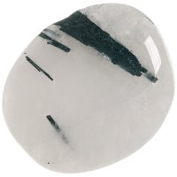 Křišťál s turmalínem, tromlovaná placička 38 mm