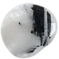 Křišťál s turmalínem, tromlovaná placička 39 mm